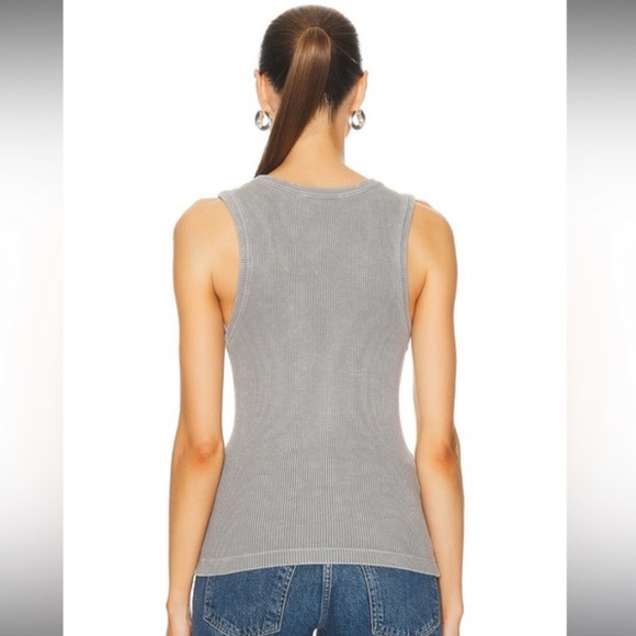 Agolde | Women’s Grey Ribbed Poppy Scoop Neck Sleeveless Tank Top, Size S - Picture 13 of 14
